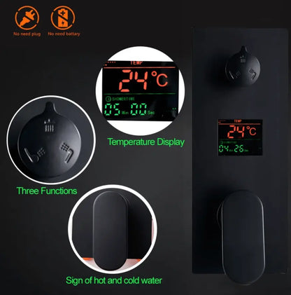 SaniSupreme®SmartPulse Plafond Thermostatische Doucheset Manhattan LCD 3 weg Inbouw Plafond LED regendouche La Paz Mat Zwart
