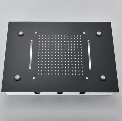 SaniSupreme®SmartPulse Plafond Thermostatische Doucheset Manhattan LCD 3 weg Inbouw Plafond LED regendouche La Paz Mat Zwart
