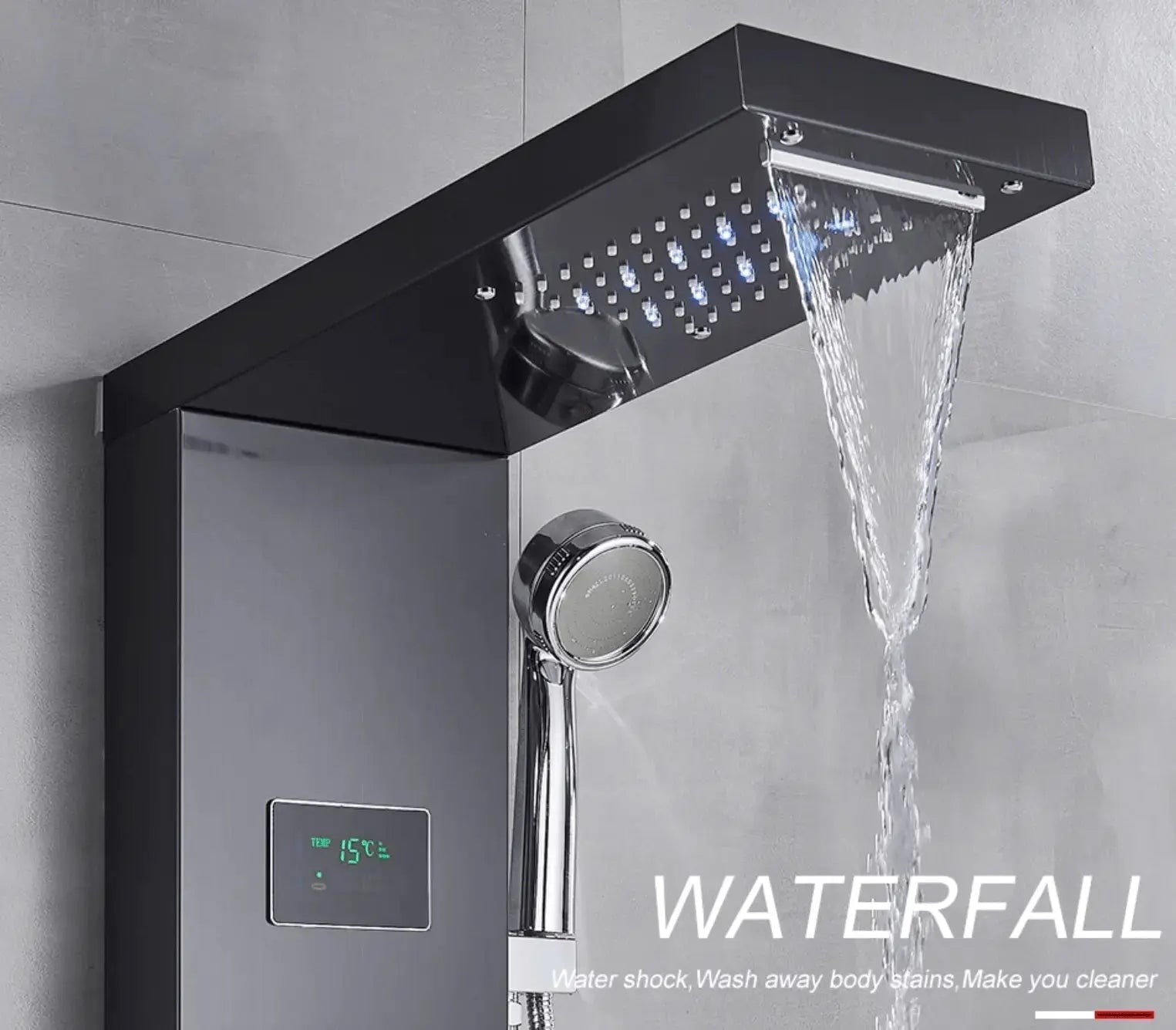 Douche systeem Geborsteld Nikkel Thermostatische Mixer Douchekraan Panel Regendouche Waterval Massage Jets Douche Kolom Bad Douche Mixer Douche Set, Geborsteld Nickle Douche systeem Geborsteld Nikkel Thermostatische Mixer Douchekraan Panel Regendouche Waterval Massage Jets Douche Kolom Bad Douche Mixer Douche Set, Geborsteld Nickle
