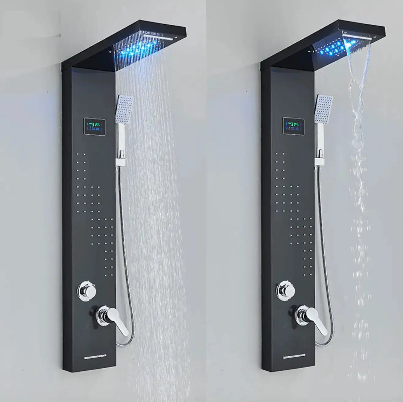 TWEEDEKANS Douchepaneel Opbouwdouche SaniSupreme® Barcelona LCD RVS Brushed