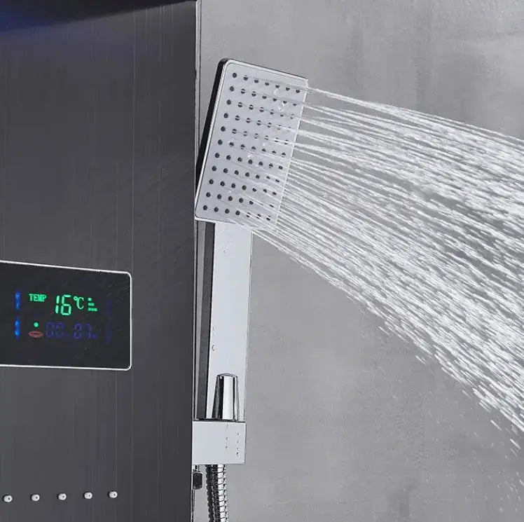 TWEEDEKANS Douchepaneel Opbouwdouche SaniSupreme® Barcelona LCD RVS Brushed