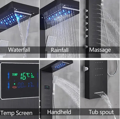 TWEEDEKANS Douchepaneel Opbouwdouche SaniSupreme® Barcelona LCD RVS Brushed