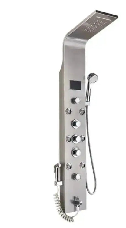 Tweedekans! Douchepaneel Opbouwdouche SaniSupreme® Sicilie met hand - en voetendouche LCD Premium rvs brushed TK4