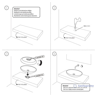 Waskom SaniSupreme® Napoli 25 x 11.5 cm Mat Wit gratis verzending