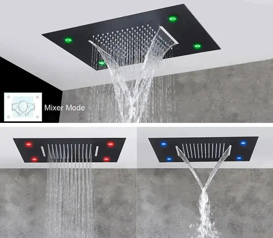 WEEK - PROMO: SaniSupreme SmartPulse Inbouw Plafond Thermostatische Doucheset Alicante 3 weg LED regendouche La Paz Mat Zwart