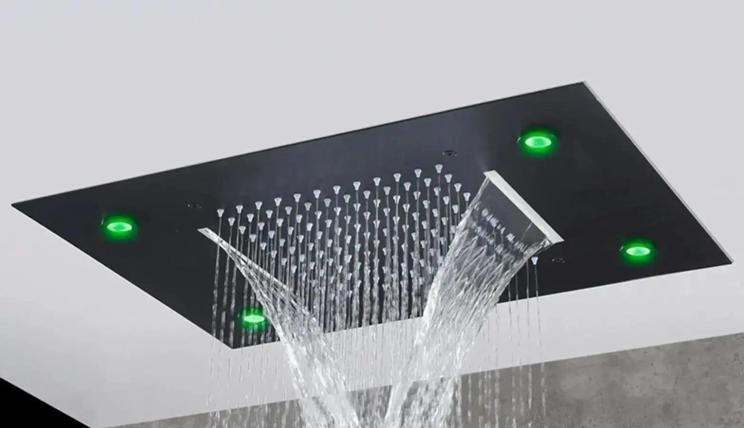 WEEK - PROMO: SaniSupreme SmartPulse Inbouw Plafond Thermostatische Doucheset Alicante 3 weg LED regendouche La Paz Mat Zwart