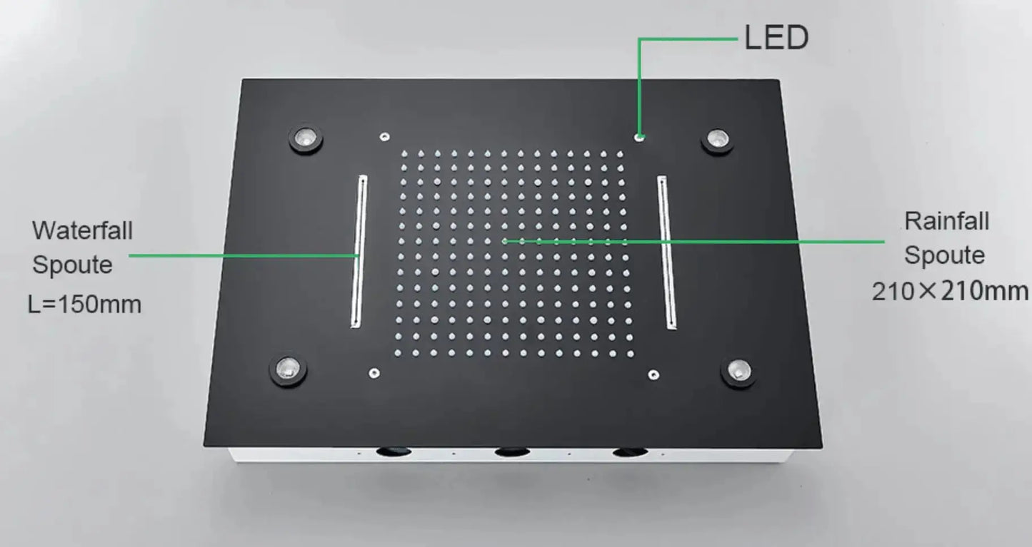 WEEK - PROMO: SaniSupreme SmartPulse Inbouw Plafond Thermostatische Doucheset Alicante 3 weg LED regendouche La Paz Mat Zwart