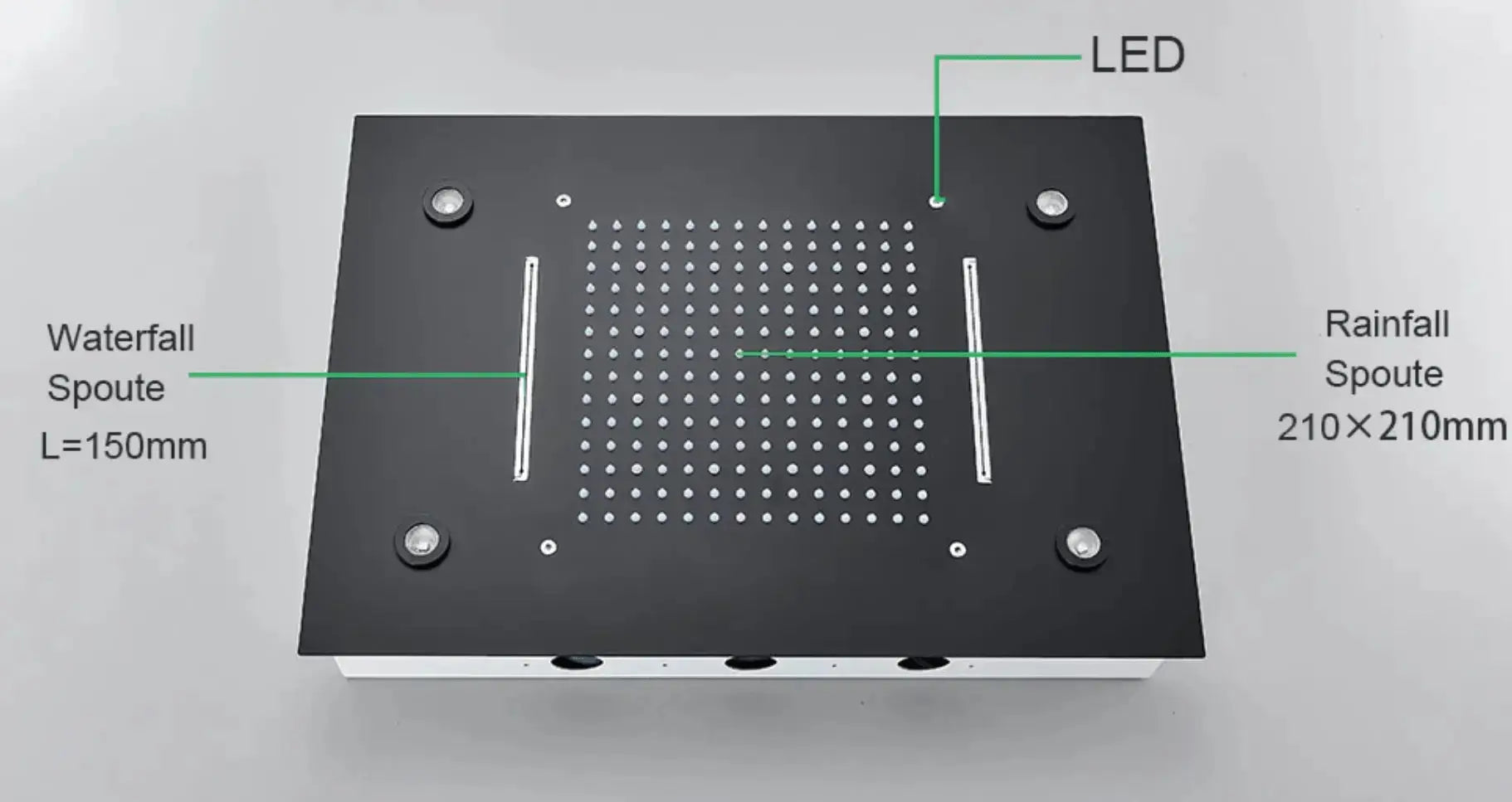 WEEK - PROMO: SaniSupreme SmartPulse Inbouw Plafond Thermostatische Doucheset Alicante 3 weg LED regendouche La Paz Mat Zwart