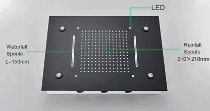 WEEK - PROMO: SaniSupreme SmartPulse Inbouw Plafond Thermostatische Doucheset Alicante 3 weg LED regendouche La Paz Mat Zwart