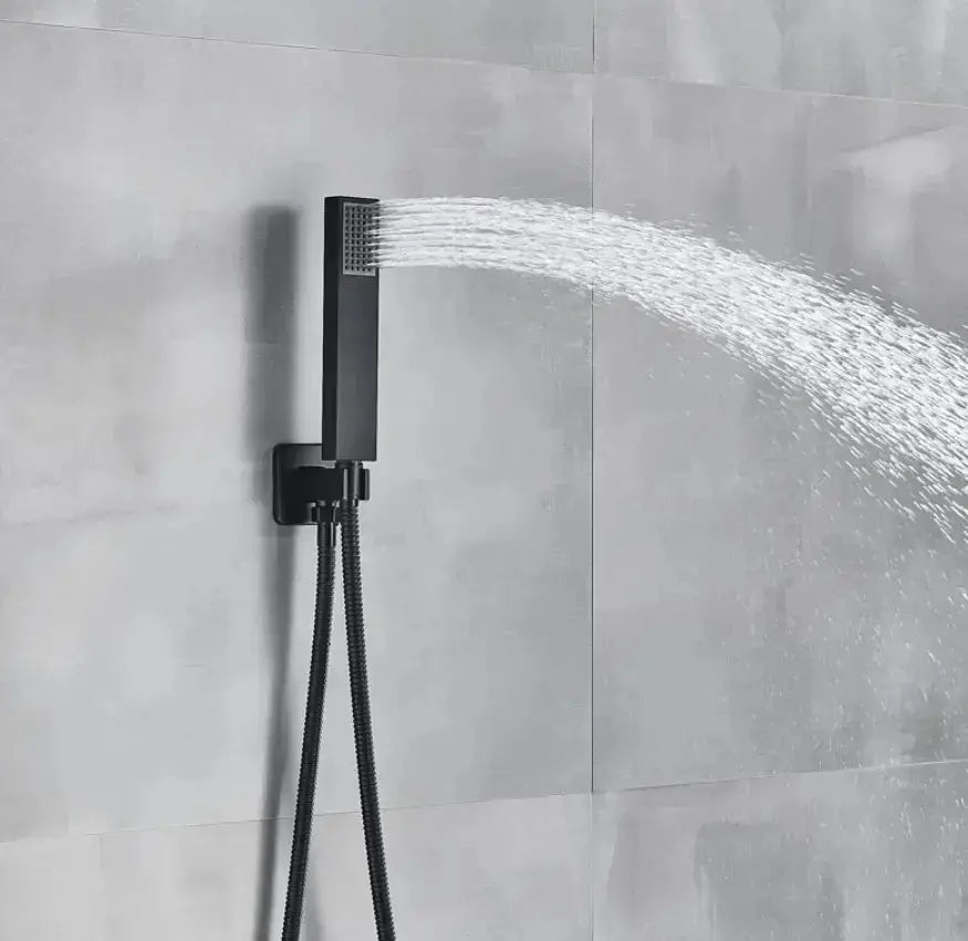 WEEK - PROMO: SaniSupreme SmartPulse Inbouw Plafond Thermostatische Doucheset Alicante 3 weg LED regendouche La Paz Mat Zwart