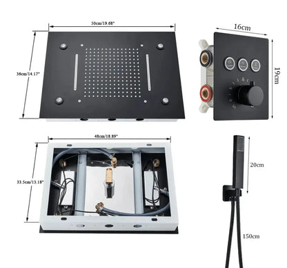 WEEK - PROMO: SaniSupreme SmartPulse Inbouw Plafond Thermostatische Doucheset Alicante 3 weg LED regendouche La Paz Mat Zwart