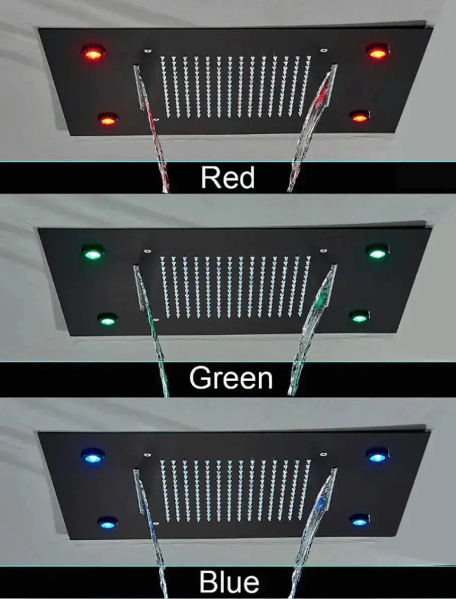 WEEK - PROMO: SaniSupreme SmartPulse Inbouw Plafond Thermostatische Doucheset Alicante 3 weg LED regendouche La Paz Mat Zwart